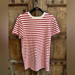 Red and white striped mariner dress
